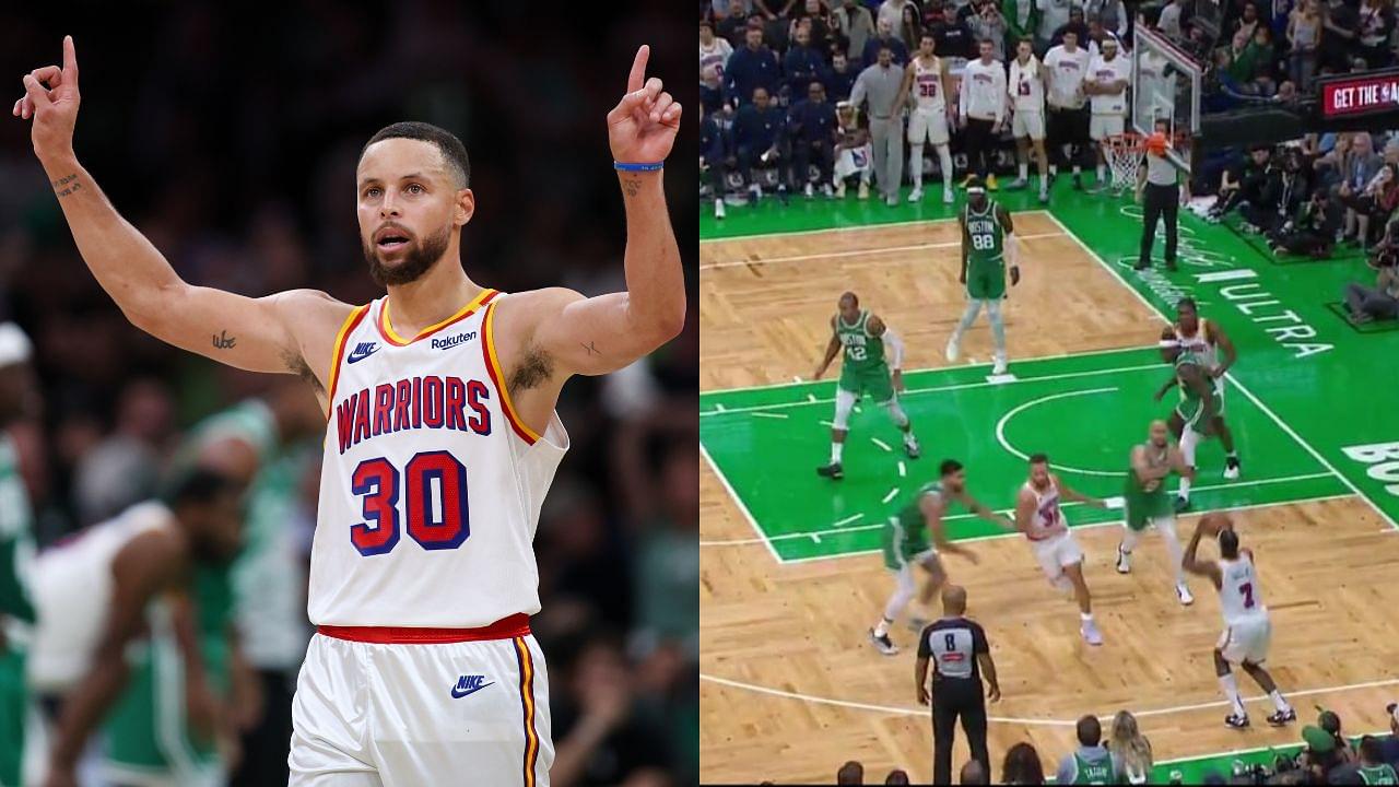 Golden State Warriors guard Stephen Curry (30) celebrates during the second half against the Boston Celtics at TD Garden.