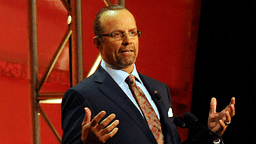 NASCAR Sprint Cup Series former driver Kyle Petty speaks during the 2010 NASCAR hall of fame inaugural induction ceremony in Charlotte, North Carolina.