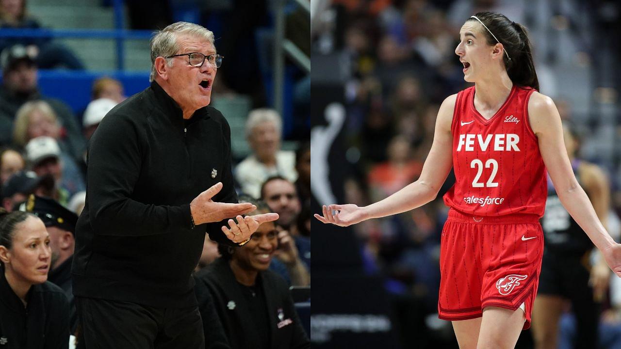 Geno Auriemma (L) and Caitlin Clark (R)