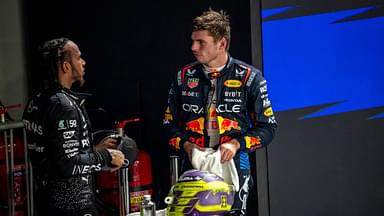 Lewis Hamilton(L), Max Verstappen(R) at the Marina Bay Street Circuit for the Singapore Grand Prix