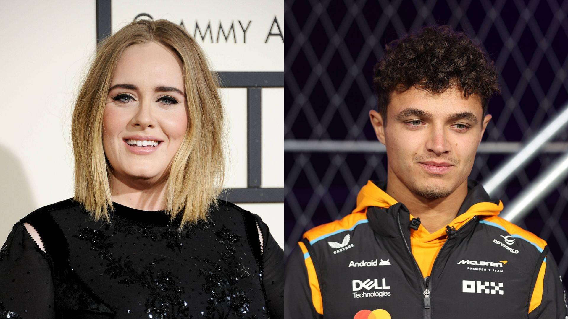 Adele (L) and Lando Norris (R)