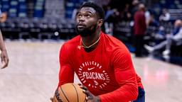 New Orleans Pelicans forward Zion Williamson (1) during warmups before the game against the Atlanta Hawks at Smoothie King Center.