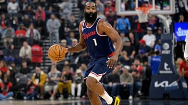 Los Angeles Clippers guard James Harden (1) handles the ball in the first half at Intuit Dome.