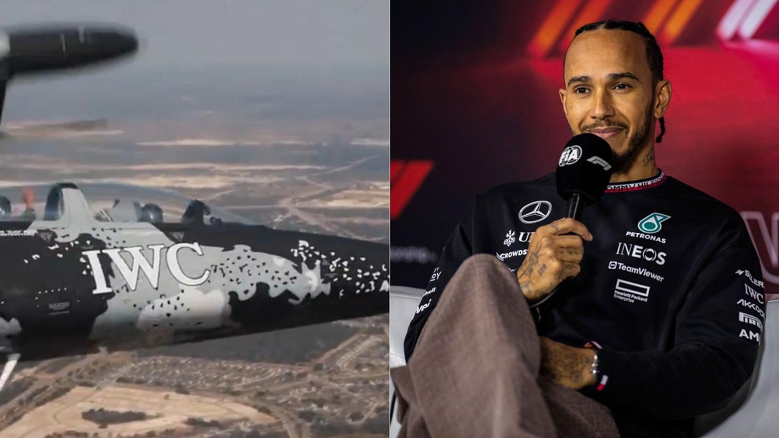 IWC Sponsored Fighter Jet (L) and Lewis Hamilton (R)