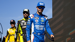 NASCAR Cup Series drivers Kyle Larson (right) with Ryan Blaney (center) and Christopher Bell during the Championship Race at Phoenix Raceway.