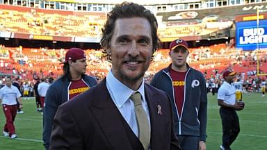 Sep 12, 2016; Landover, MD, USA; Hollywood actor Matthew McConaughey on the field before the game between the Washington Redskins and the Pittsburgh Steelers at FedEx Field.