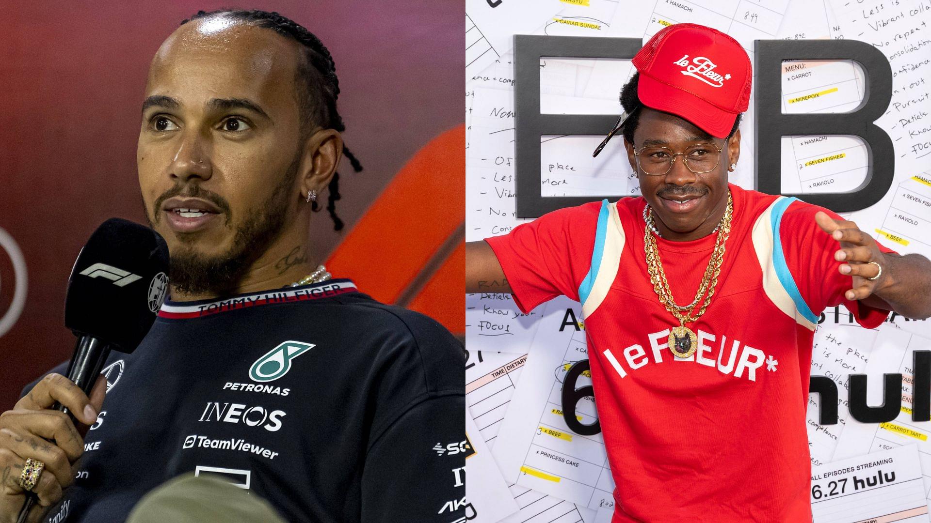 Lewis Hamilton (L) and Tyler, The Creator (R)