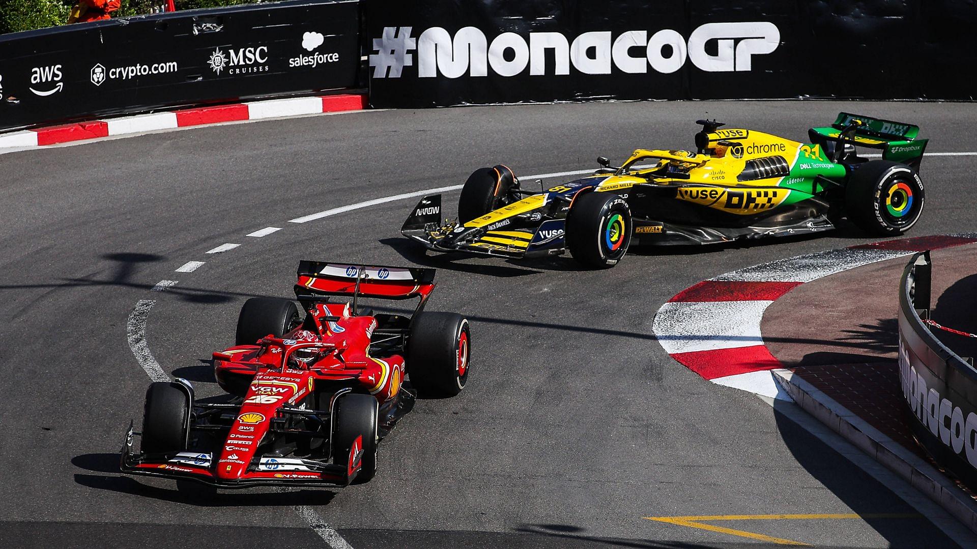 16 Charles Leclerc (MCO, Scuderia Ferrari HP), 81 Oscar Piastri (AUS, McLaren Formula 1 Team), F1 Grand Prix of Monaco at Circuit de Monaco on May 26, 2024 in Monte-Carlo, Monaco