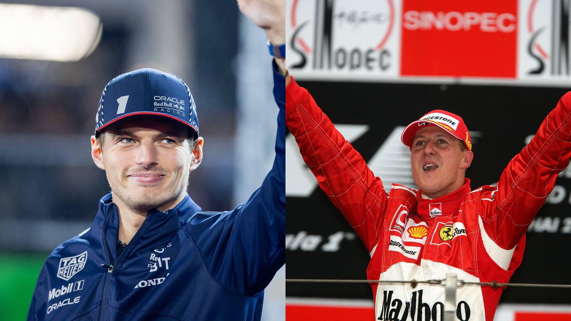 Max Verstappen (L) and Michael Schumacher (R)