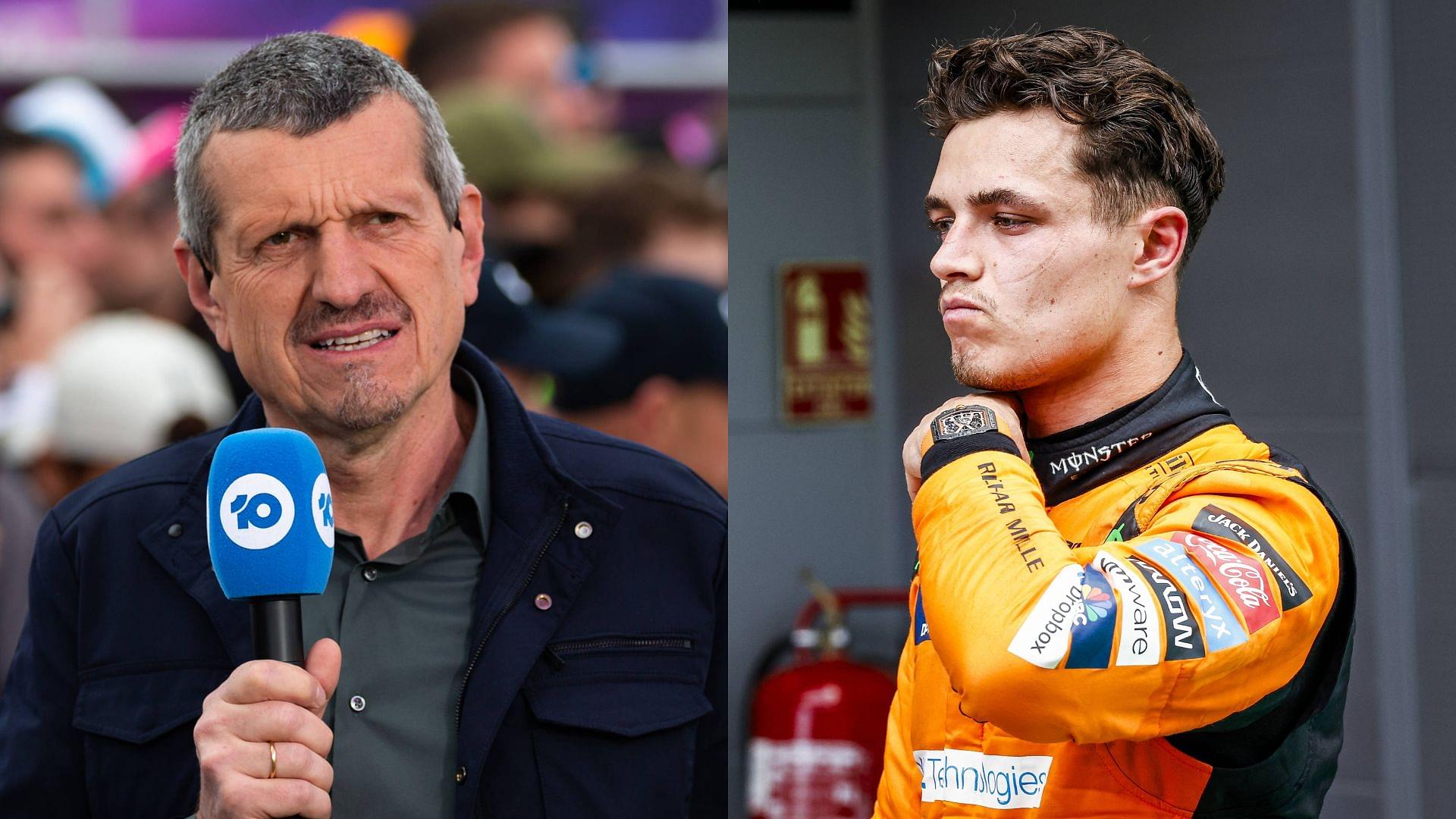 Guenther Steiner (L) and Lando Norris (R)