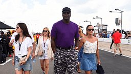 NASCAR Cup Series 23XI Racing owner Michael Jordan walks pit road with his wife Yvette Prieto during qualifying for the Ally 400 at Nashville Superspeedway.