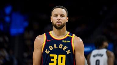 Golden State Warriors guard Stephen Curry (30) nearing the end of the second half of the game against the Brooklyn Nets at Chase Center.