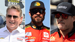 (L-R) NASCAR Cup Series drivers Jeff Gordon, Martin Truex Jr. and Tony Stewart