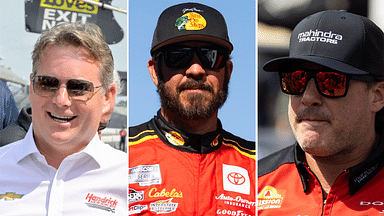 (L-R) NASCAR Cup Series drivers Jeff Gordon, Martin Truex Jr. and Tony Stewart