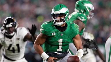 Philadelphia Eagles quarterback Jalen Hurts (1) in action against the Jacksonville Jaguars at Lincoln Financial Field.