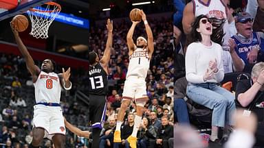 OG Anunoby (L), Devin Booker (C), Anne Hathaway (R).