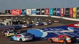 The field goes through turn 11 during the Bank of America ROVAL 400 at Charlotte Motor Speedway Road Course.