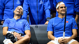 Roger Federer (SUI) (R) and Rafael Nadal (ESP)