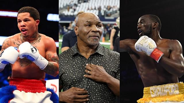 Gervonta Davis (L), Mike Tyson (C), and Terence Crawford (R)