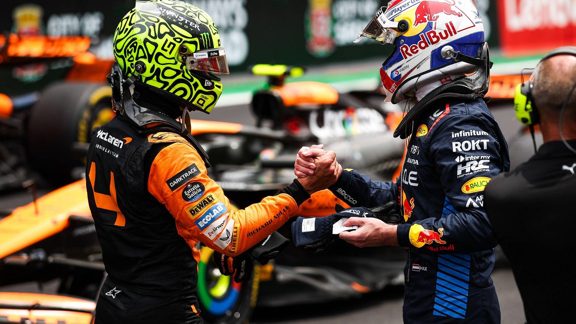 4 Lando Norris (GBR, McLaren Formula 1 Team), 1 Max Verstappen (NLD, Oracle Red Bull Racing), F1 Grand Prix of Brazil at Autodromo Jose Carlos Pace on November 2, 2024 in Sao Paulo, Brazil.