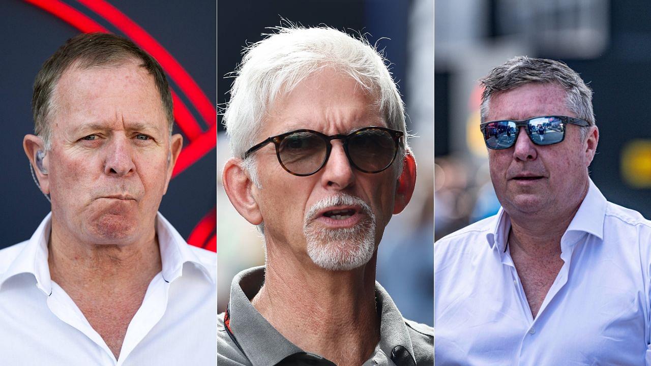 Martin Brundle(L), Damon Hill(C), David Croft(R)