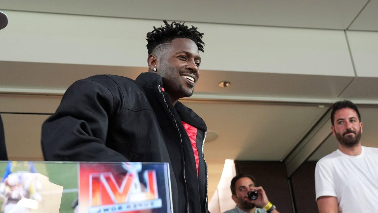 Inglewood, California, USA; NFL free agent Antonio Brown in the third quarter between the Los Angeles Rams and the Cincinnati Bengals in Super Bowl LVI at SoFi Stadium.