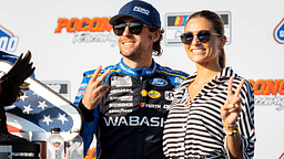 Team Penske's Ryan Blaney (12) poses with his fiancé Gianna Tulio