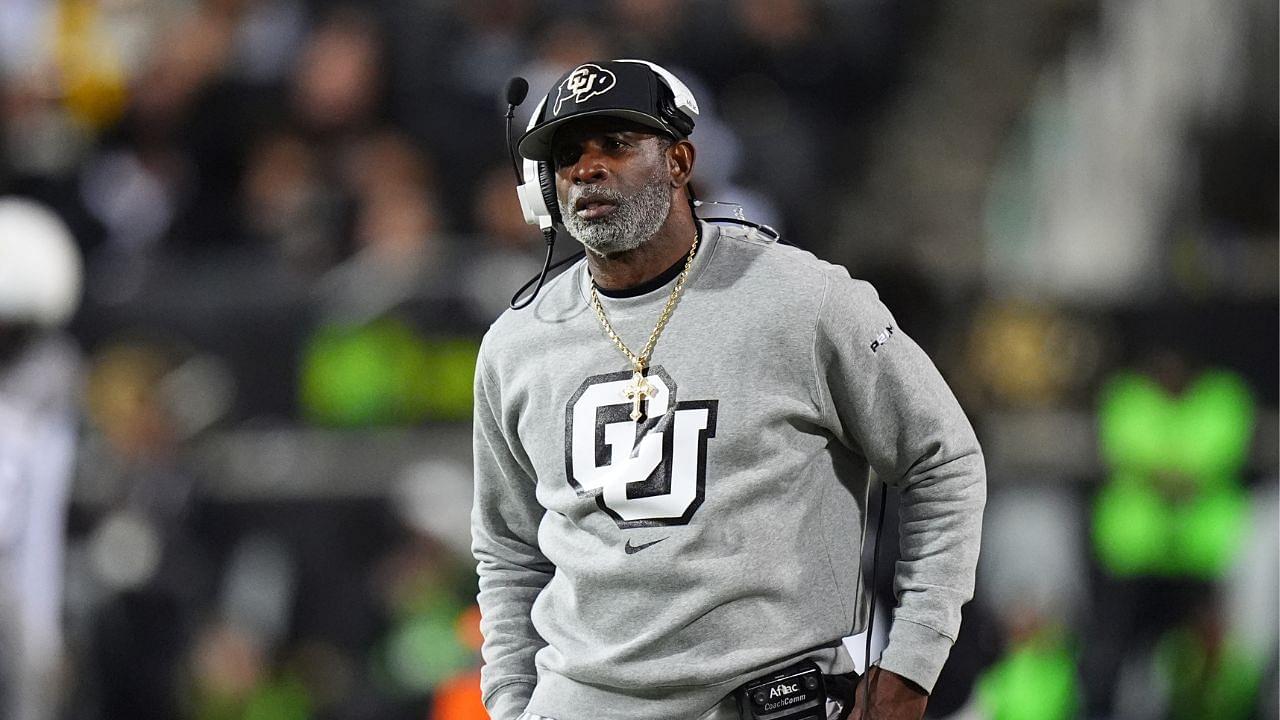 Colorado Buffaloes head coach Deion Sanders walks the sidelines in the second half against the Cincinnati Bearcats at Folsom Field.