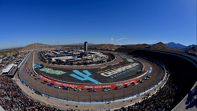 NASCAR Cup Series driver Martin Truex Jr. (19) and driver Joey Logano (22) lead the field for the start during the Cup Series championship race at Phoenix Raceway.