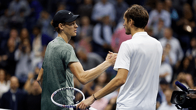 Jannik Sinner (ITA) (L) shakes hands with Daniil Medvedev (R)