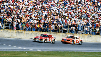 NASCAR Winston Cup driver Bill Elliott (9) leads Cale Yarborough (28) during the Daytona 500 at the Daytona International Speedway.