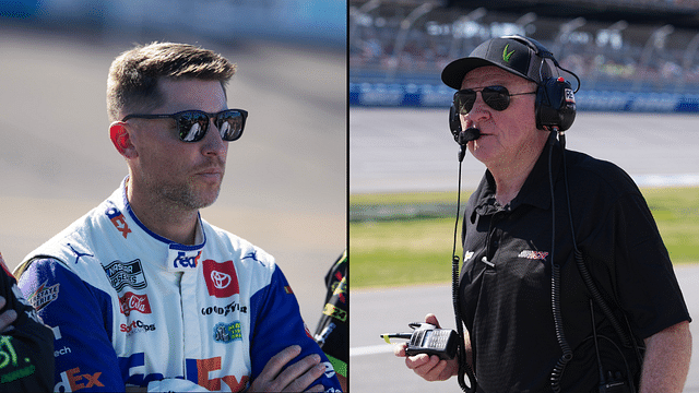 Denny Hamlin (L) and Larry McReynolds (R).