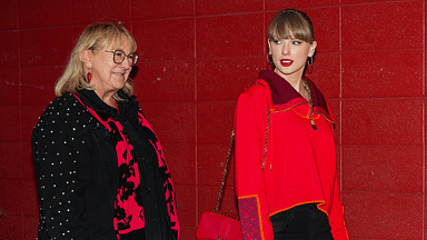 Taylor Swift and Donna Kelce arrive prior to a game between the Kansas City Chiefs and the Las Vegas Raiders