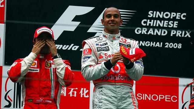 Award ceremony GP China 2008 - Winner Lewis Hamilton (England McLaren Mercedes, right) wins ahead of Felipe Massa (Brazil Ferrari)