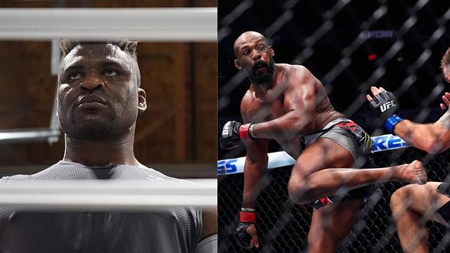 Francis Ngannou (L), Jon Jones (R)