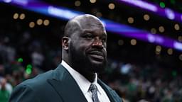 Shaquille O'Neal looks on before the game between the Boston Celtics and the Dallas Mavericks in game one of the 2024 NBA Finals at TD Garden