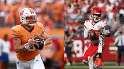 Baker Mayfield (L) and Patrick Mahomes (R)