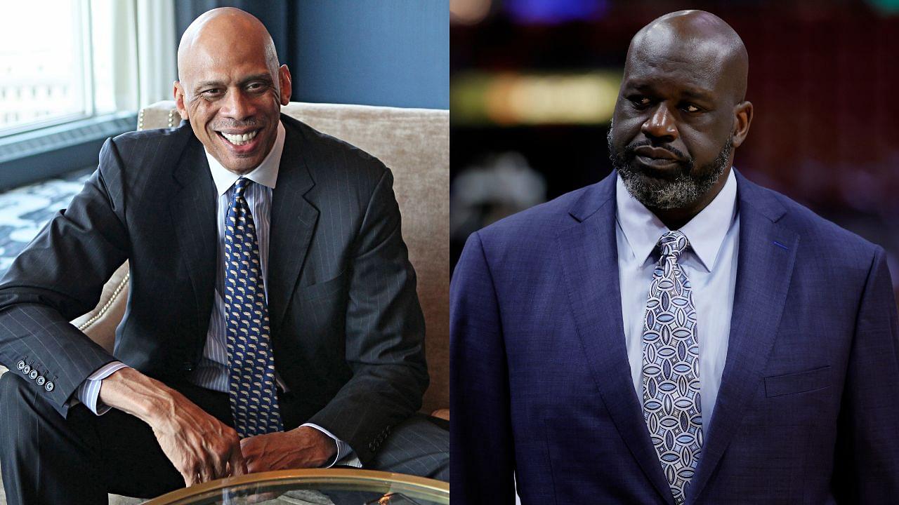 Kareem Abdul-Jabbar(R) and Shaquille O'Neal(L)