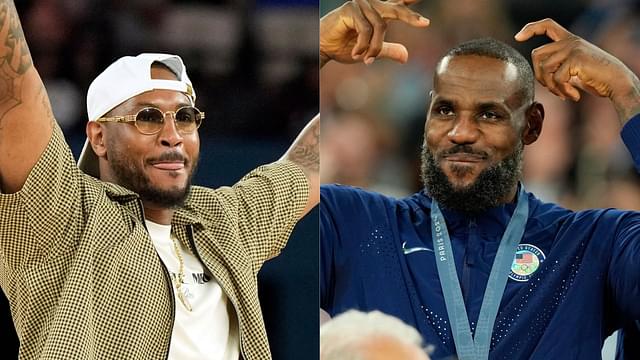 Carmelo Anthony and LeBron James at the 2024 Paris Olympics