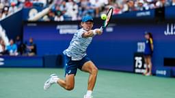 Alex de Minaur plays a shot during the US Open 2024