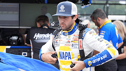 Chase Elliott gets ready during Saturday's practice for the FireKeepers Casino 400 at Michigan International Speedway.