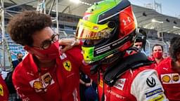 Schumacher Mick (ger), Prema Racing, Dallara F2 2018, ambiance, portrait, celebrating his title with BINOTTO Mattia (ita), Team Principal & Technical Director of the Scuderia Ferrari