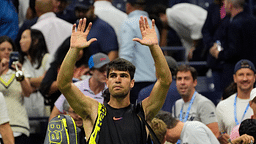 Carlos Alcaraz of Spain after losing to Botic van De Zandschulp of the Netherlands on day four of the 2024 U.S. Open tennis tournament