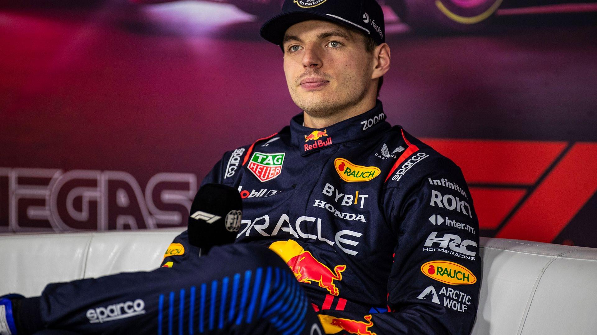 Formula 1 2024: F1 Las Vegas Grand Prix Race NOV 23 November 23 2024 Las Vegas NV, USA Red Bull Racing driver Max Verstappen (1) of Team Netherlands 4 time world champion talks about his championship win in Las Vegas