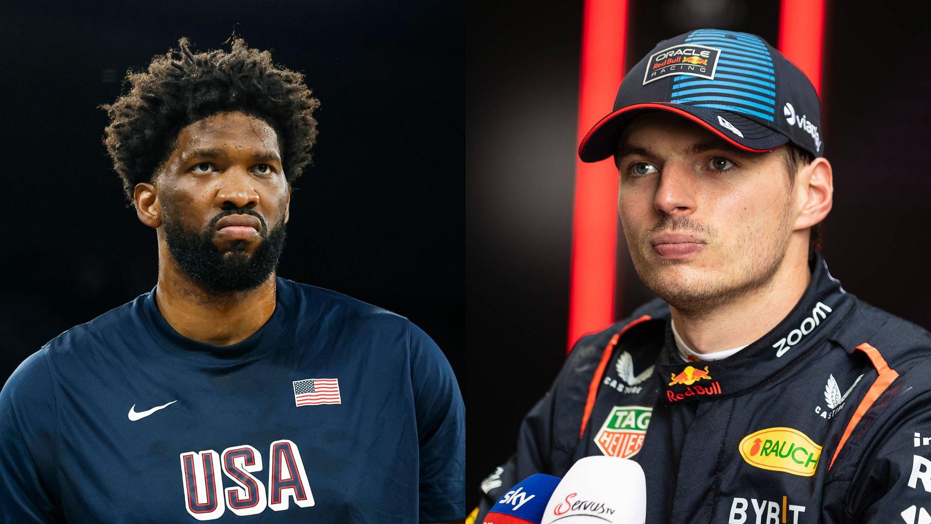 Joel Embiid (L) and Max Verstappen (R)