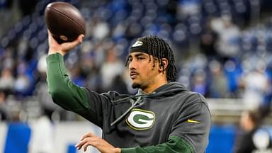 Green Bay Packers quarterback Jordan Love (10) warms up before the game between Detroit Lions and Green Bay Packers at Ford Field in Detroit.