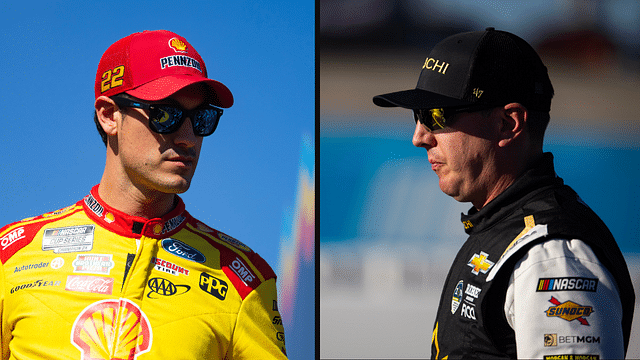 Joey Logano (L) and Kyle Busch (R).