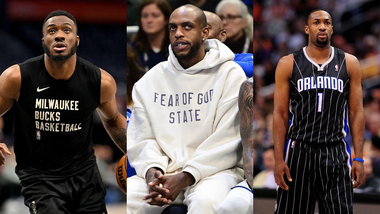 Thanasis Antetokounmpo(L), Khris Middleton(Center), and Gilbert Arenas(R)