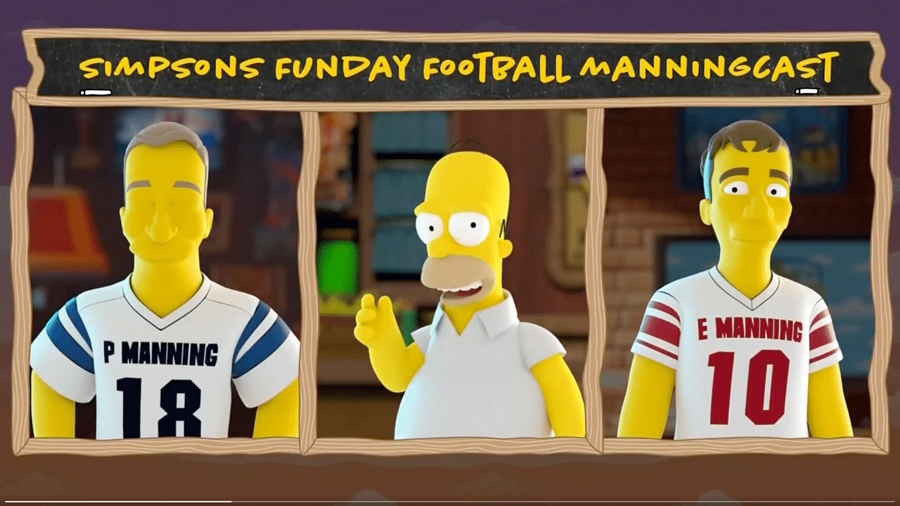 The ManningCast enters the Simpsons world for the special Simpsons Funday Footbal broadcast.