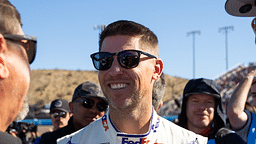 NASCAR Cup Series driver Denny Hamlin (left) with 23XI Racing president Steve Lauletta during the NASCAR Cup Series Championship race at Phoenix Raceway.